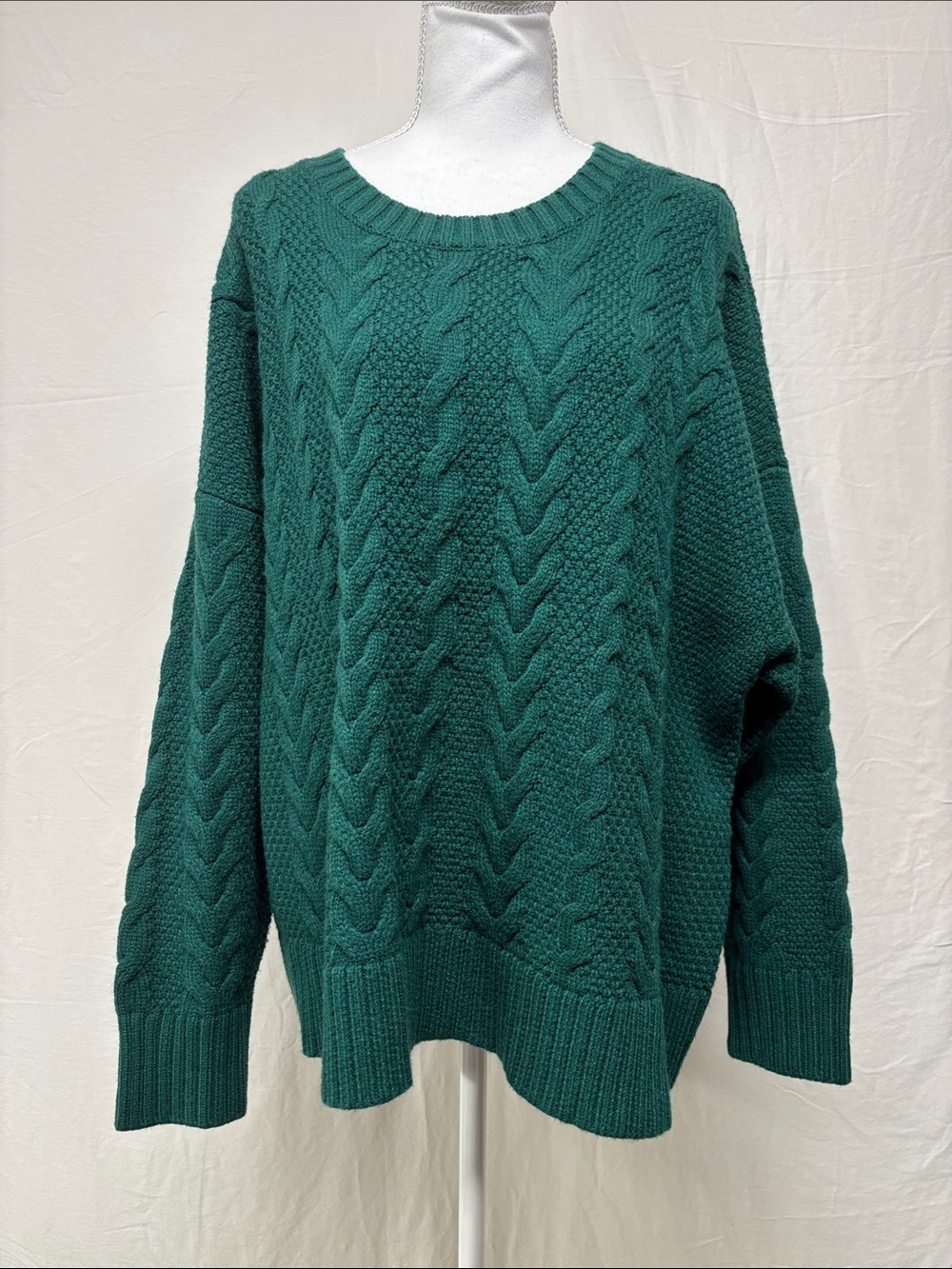torrid Emerald Cable Knit Crewneck Sweater